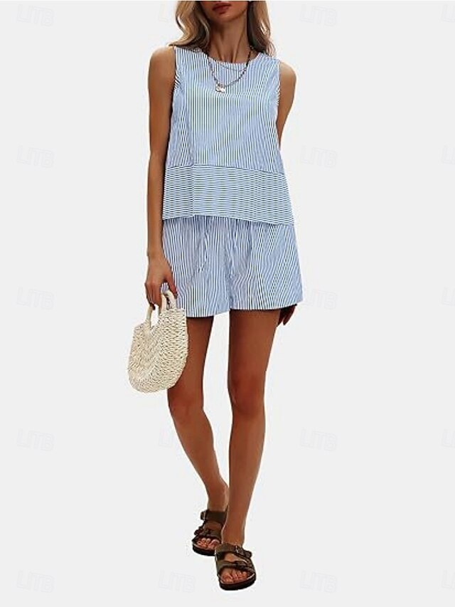Women's Shorts Sets Bolero Top Sleeveless Round Neck