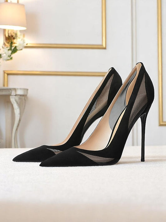 with Women's Pumps Toe Mesh Pointed Nude Suede Detailing