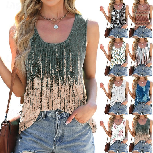 Women's Blouse Camisole Tank Top Print Ombre Flower Classic