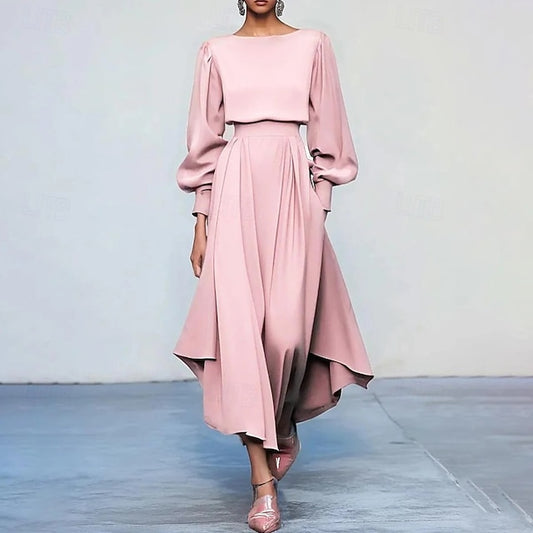 Women's Midi Dress Satin Dress Cocktail Dress Pink Dress