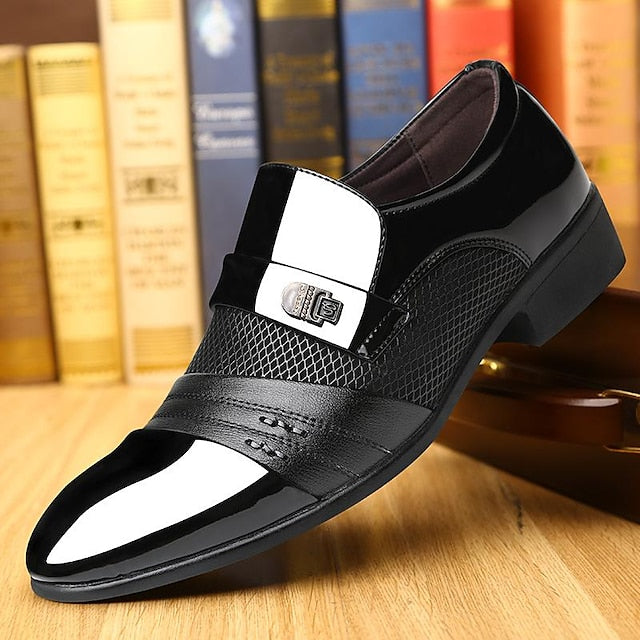 – Men's Patent Leather Formal Loafers Slip-On Faux