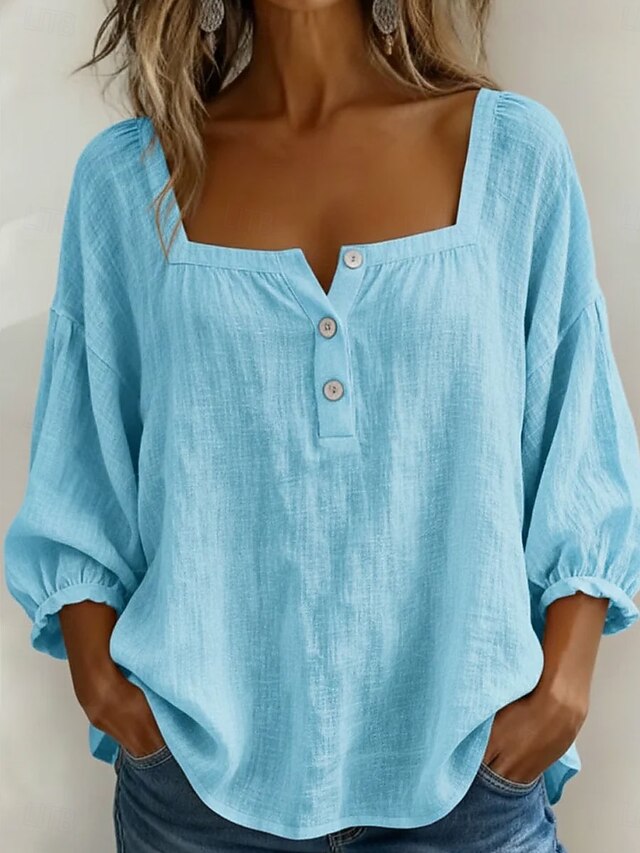 Women's Blouse Solid Color Daily Stylish Basic 3/4 Length