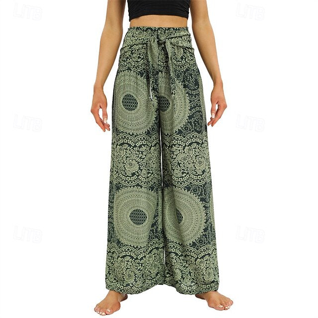 Women's Wide Leg Pants Trousers Casual Boho Full Length