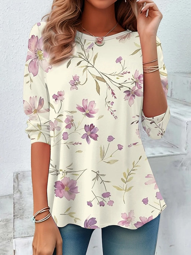 Women's T Shirt Print Graphic Plants Vintage Fashion