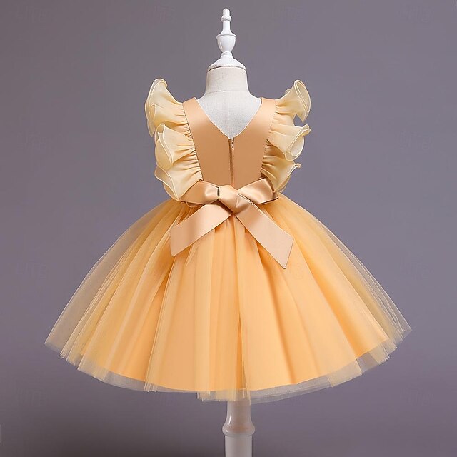 Kids Sequin Flower Party Dress Girls' Color Solid