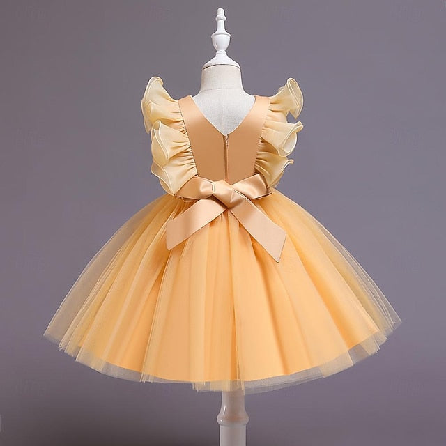 Dress Sequin Solid Girls' Party Kids Color Flower