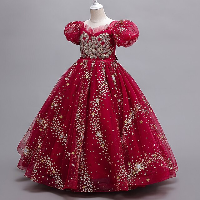 Dot Flower Girls' Dress Party Polka Star Short Kids