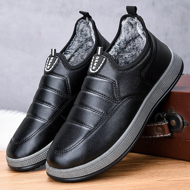 Loafers Boots PU Winter Slip-Ons lined Fleece Men's