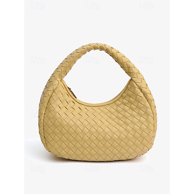 Women's Hobo Ivory Leather – Elegant Round Bag Woven Chic