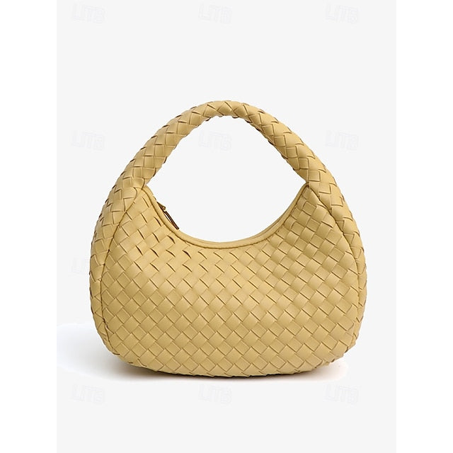 Chic Leather – Hobo Round Ivory Women's Bag Woven Elegant