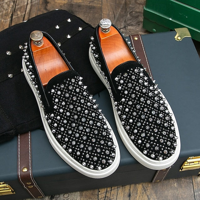with Men's Elegant Black Pearl - Detailing Shoes Slip-On
