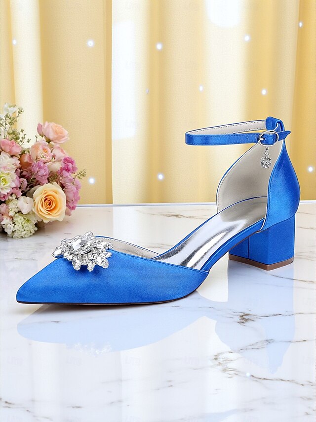 Shoes Burgundy Women's Heel Satin Block with Wedding