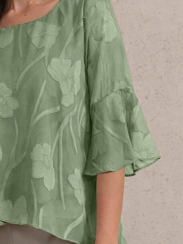 Women's Lace Shirt Blouse Dressy Tops Chiffon Tops