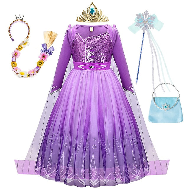 Theme Princess Fairytale Girl Anna Dress Frozen Flower Party