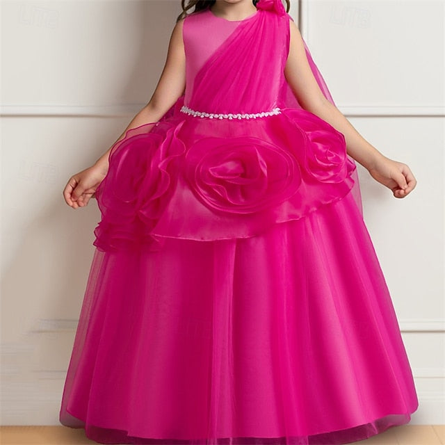 Solid Color Kids Dress Girls' Party Cosplay