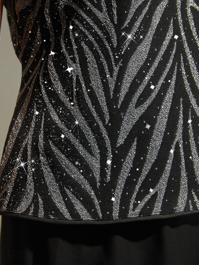 Women's Dressy Tops Twinset Sequins Rhinestone Animal