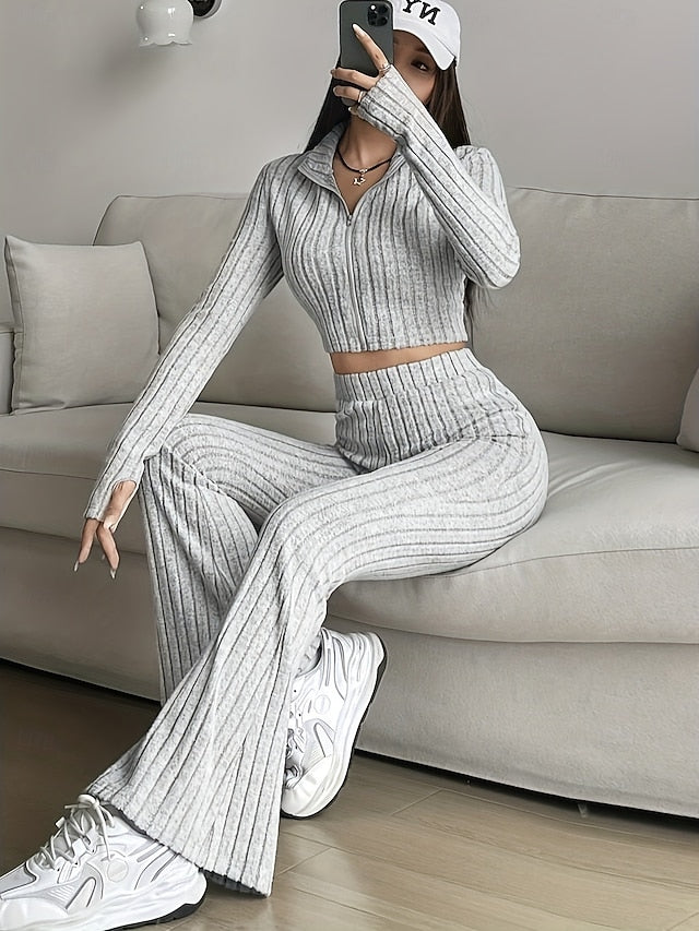 Women's Pants Sets Bolero Top Long Sleeve Shirt Collar