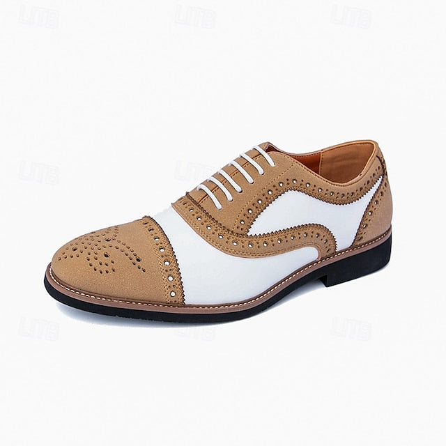 Brown Classic Brogue White Oxford Men's with and Shoes
