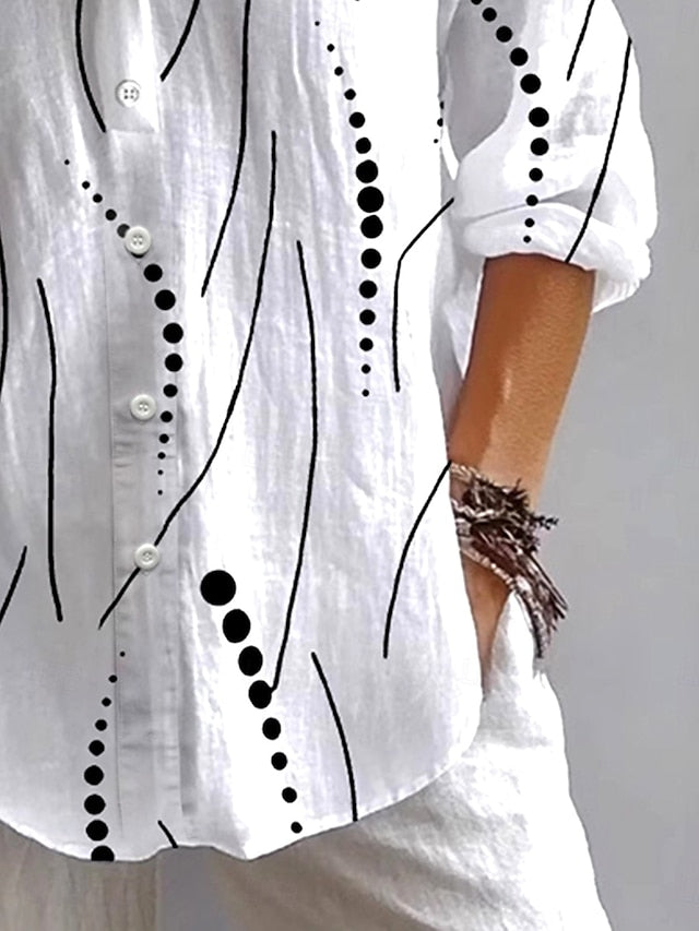 Women's Shirt Linen Like Breathable Lightweight Button Down