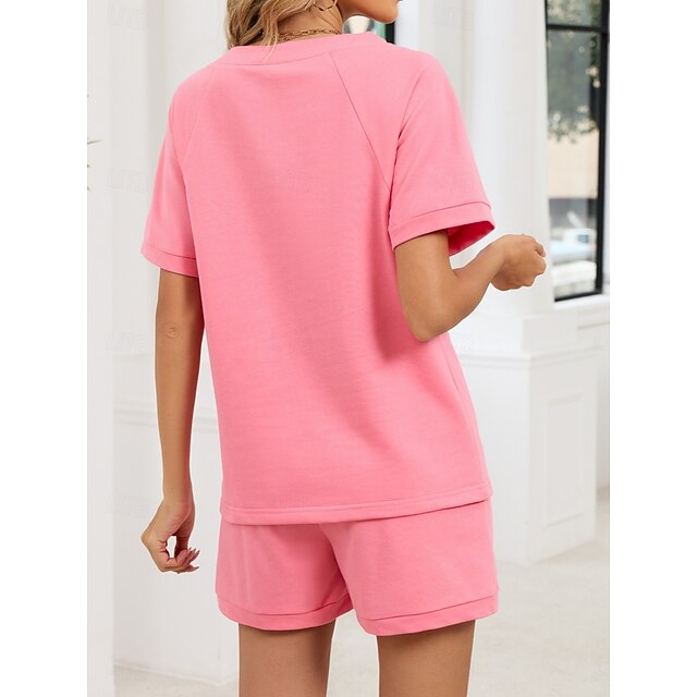 Women's Shorts Sets Bolero Top Short Sleeve V Neck Plain