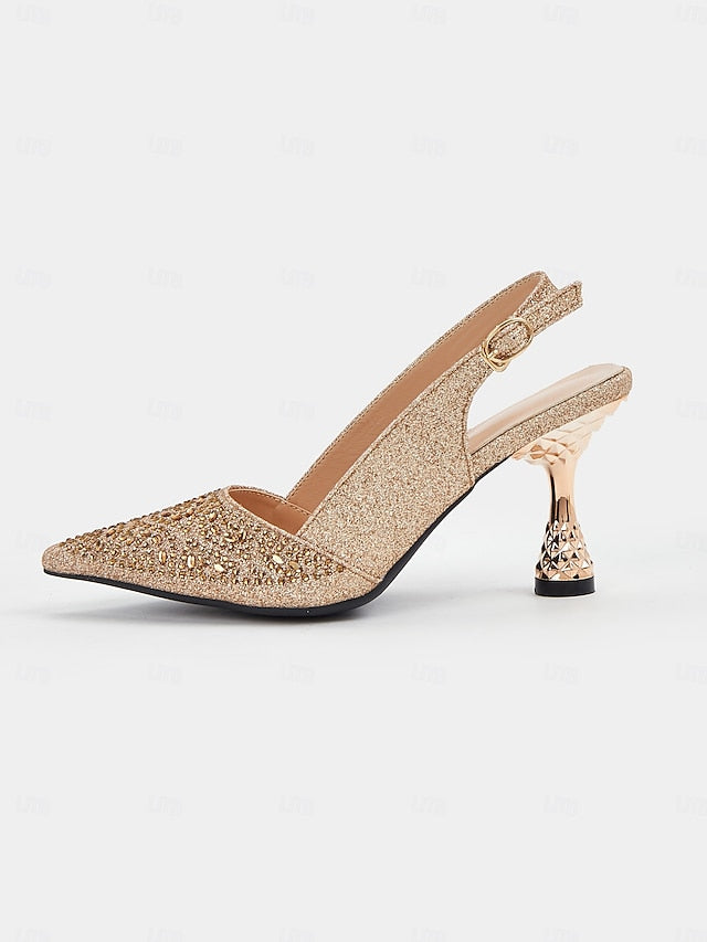 Toe Pointed – Slingback Glitter Pumps Sparkling Women's