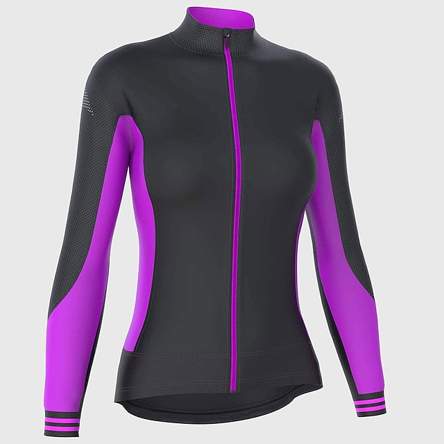Women's Cycling Jersey Color Block Long Sleeve Bike Jersey