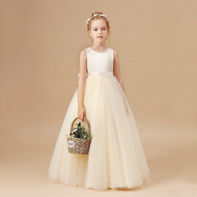 Solid Dress Party Flower Girls' Kids Girl Color