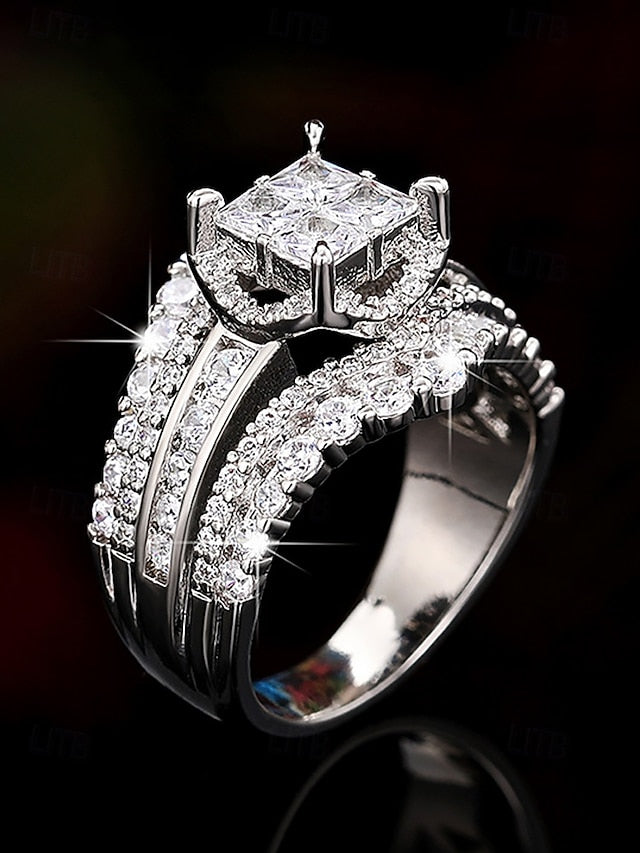 Ring Wedding Cubic Luxury with Set Zirconia