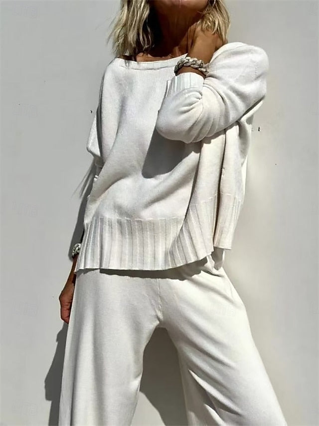 Women's Pants Sets Bolero Top Long Sleeve Crew Neck Plain