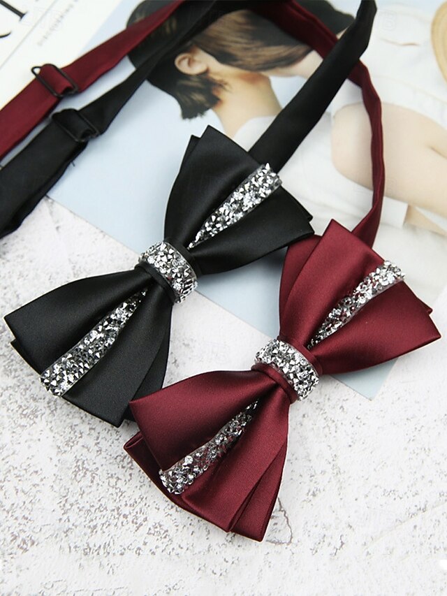 Crystal Embellishment with – Burgundy Elegant Tie Satin Bow