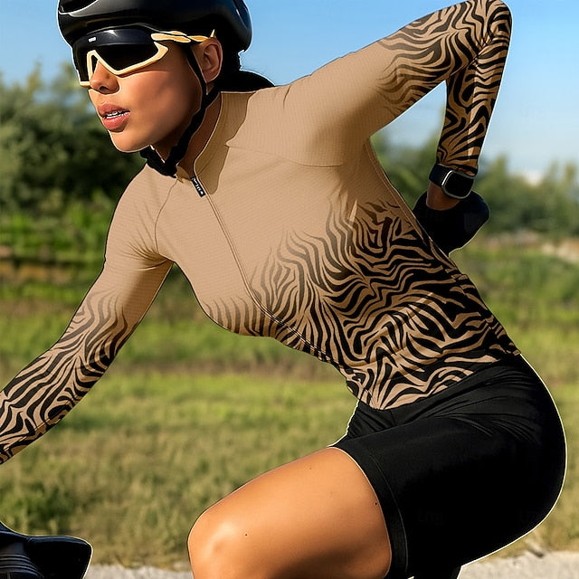 Women's Cycling Jersey Graphic Leopard Gradient Long Sleeve