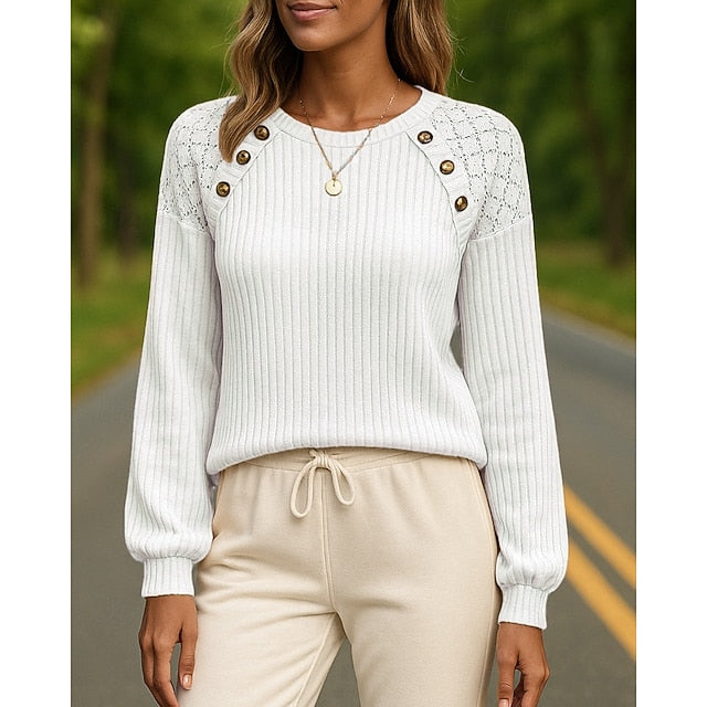 Women's Casual Tops Pullover Sweater Long Sleeve Top
