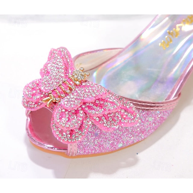 Silver Shoes – Sparkly Girls' Bowknot Glitter Princess