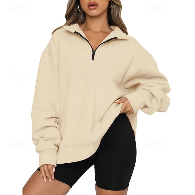 Women's Track Top Pullover Quarter Zip Long Sleeve Top
