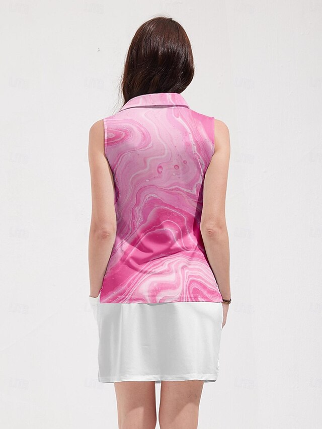 Women's Golf Polo Shirt Golf Clothes Pink Sleeveless Sun