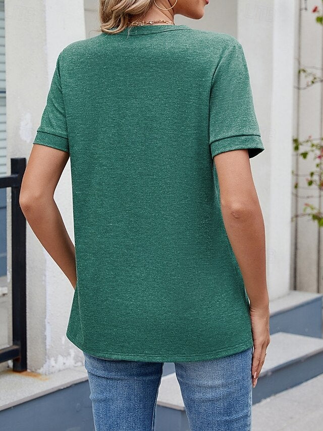 Women's T Shirt Tee Top Solid Color Fashion Classic Casual
