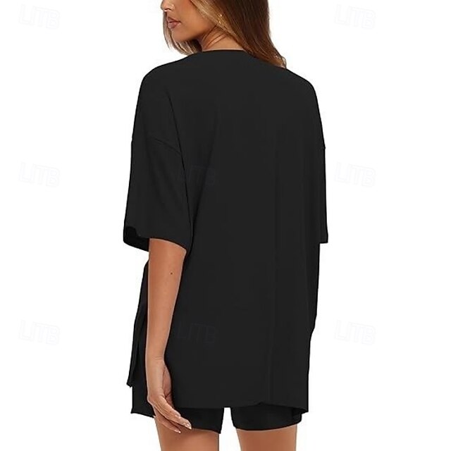 Women's Two Piece Sets Shorts Sets Short Sleeve Round Neck