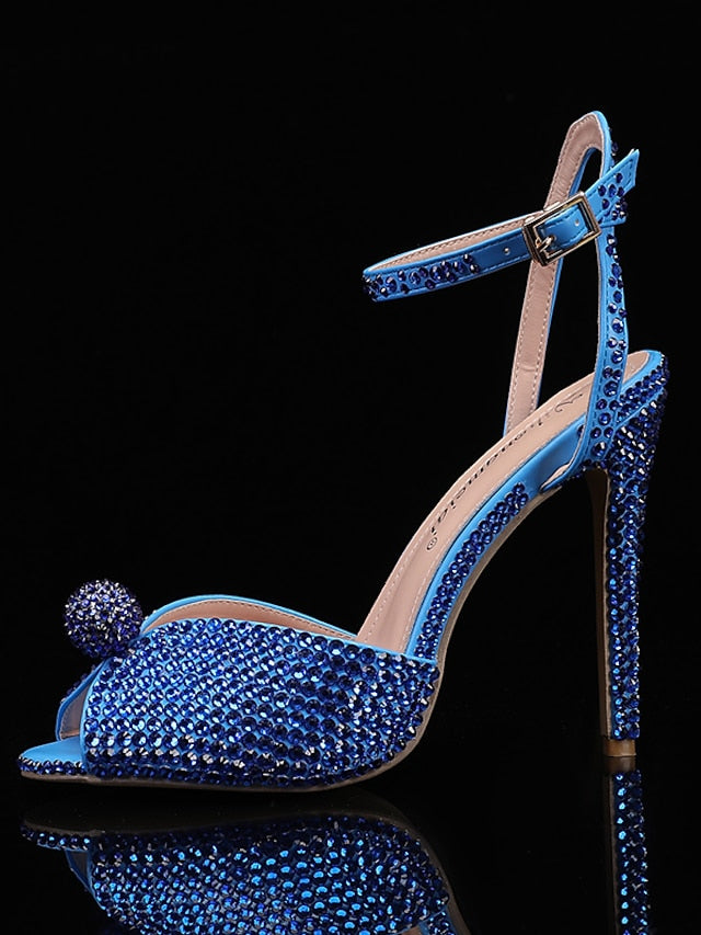 Heel Sandals Rhinestone with Embellished Stiletto Women's