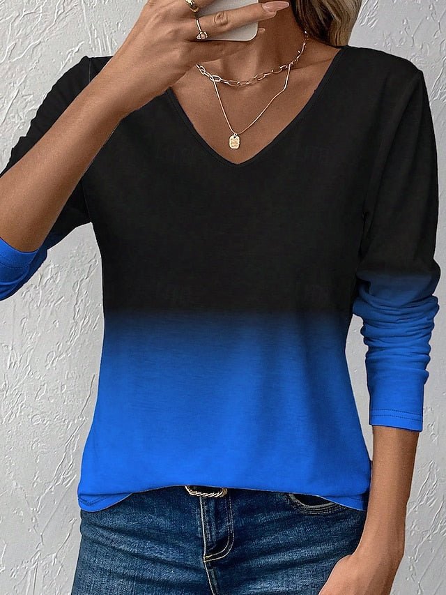 Women's T Shirt Ombre Graphic Vintage Stylish Classic Long