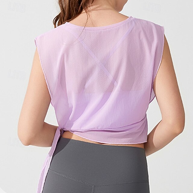 Women's Workout Crop Shirt Yoga Top Quick Dry Breathable