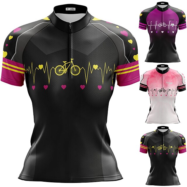 Women's Cycling Jersey Gradient Curve Short Sleeve Bike