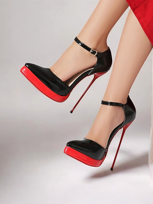 Patent and Black Stiletto Red Platform Leather Women's