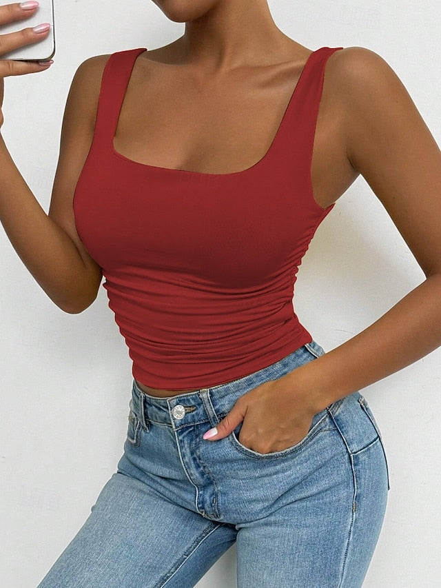 Women's Camisole Tank Top Solid Color Stylish Casual