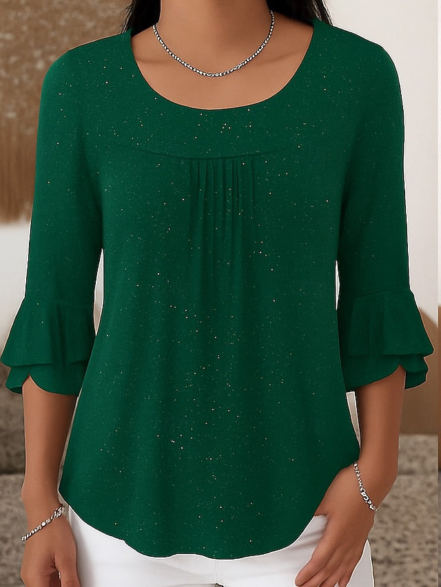 Women's Shirt Elegant Stylish Basic Regular Tops Black Wine