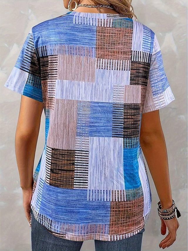 Women's Blouse Print Graphic Geometric Casual Short Sleeve