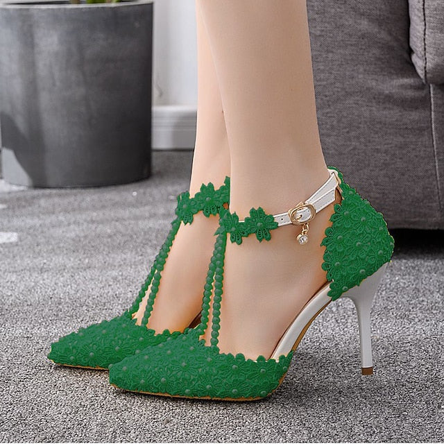 Wedding Bridal Heel Women's Lace High Shoes Pointed
