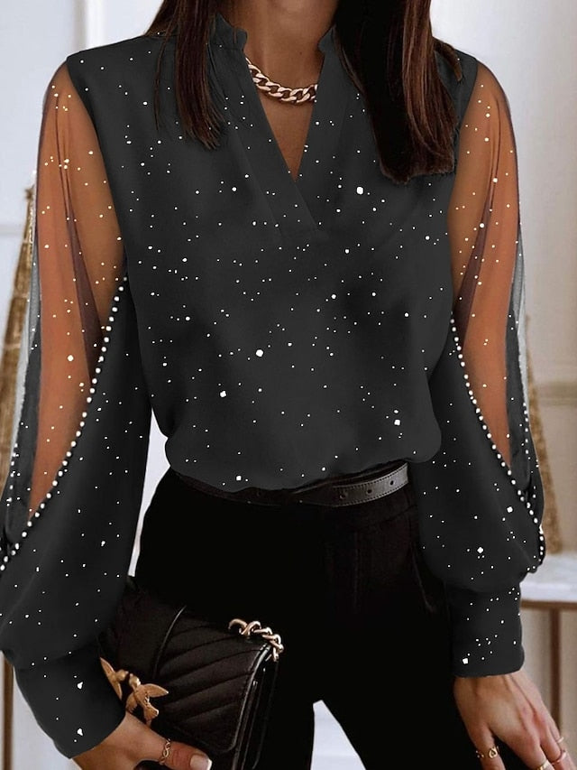 Women's Lace Shirt Blouse Eyelet top White Lace Shirt