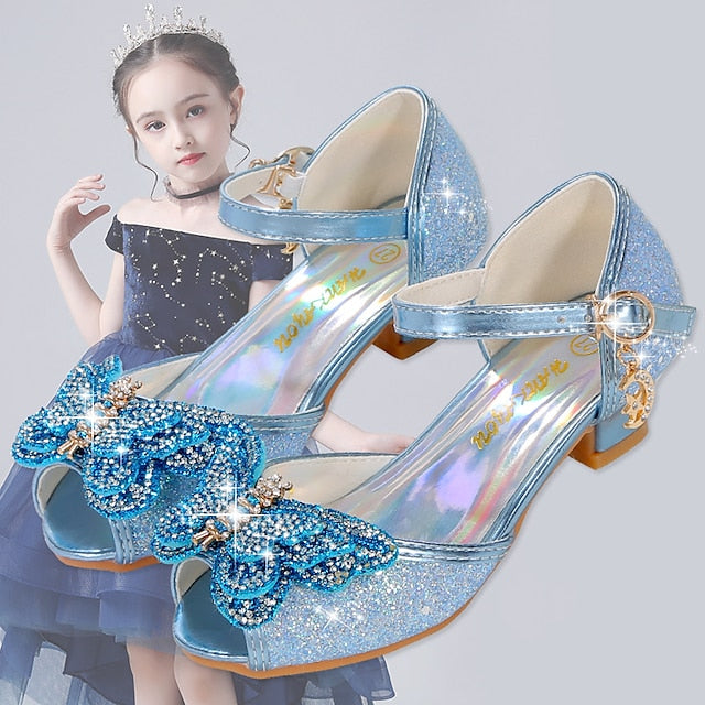 Silver Shoes – Sparkly Girls' Bowknot Glitter Princess