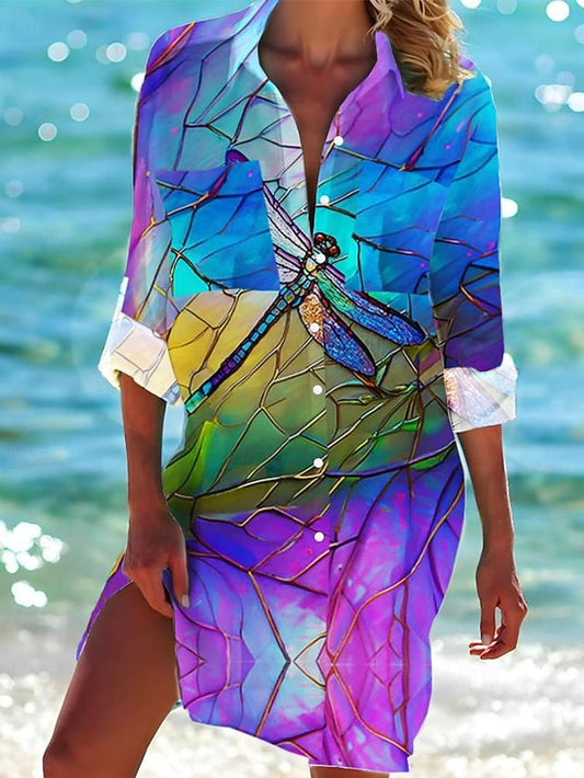 Women's Mini Dress Shirt Dress Hawaiian Shirts  Flowy