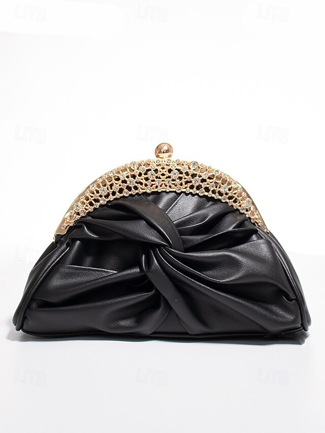 Leather Faux Evening Rhinestone Women's – Bag Clutch